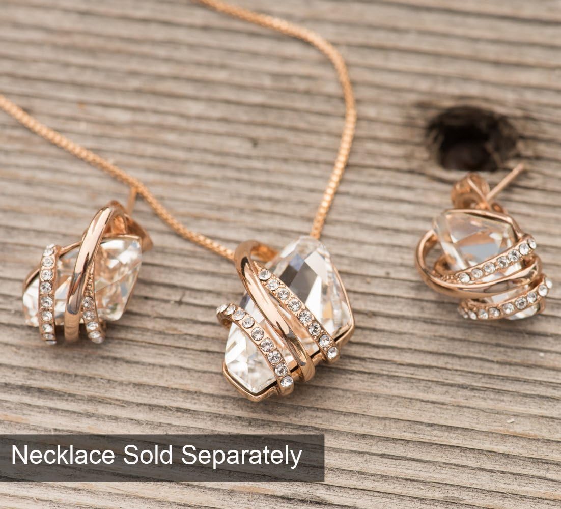 Leafael Wish Stone Stud Earrings with Birthstone Crystals, 18K Rose Gold Plated or Silver-tone - Image 4