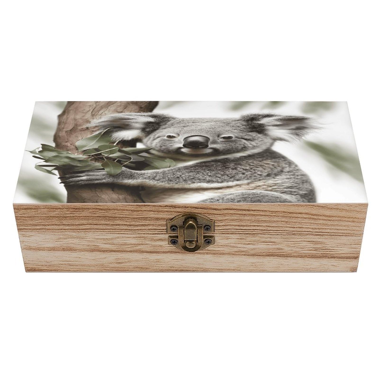 VstaDank Koala Wooden Storage Box Wooden Keepsake Box with Hinged Lid Exquisite Solid Wood Decorative Jewelry Case Memory Box for Jewelry Photos Letters Crafts Trinkets