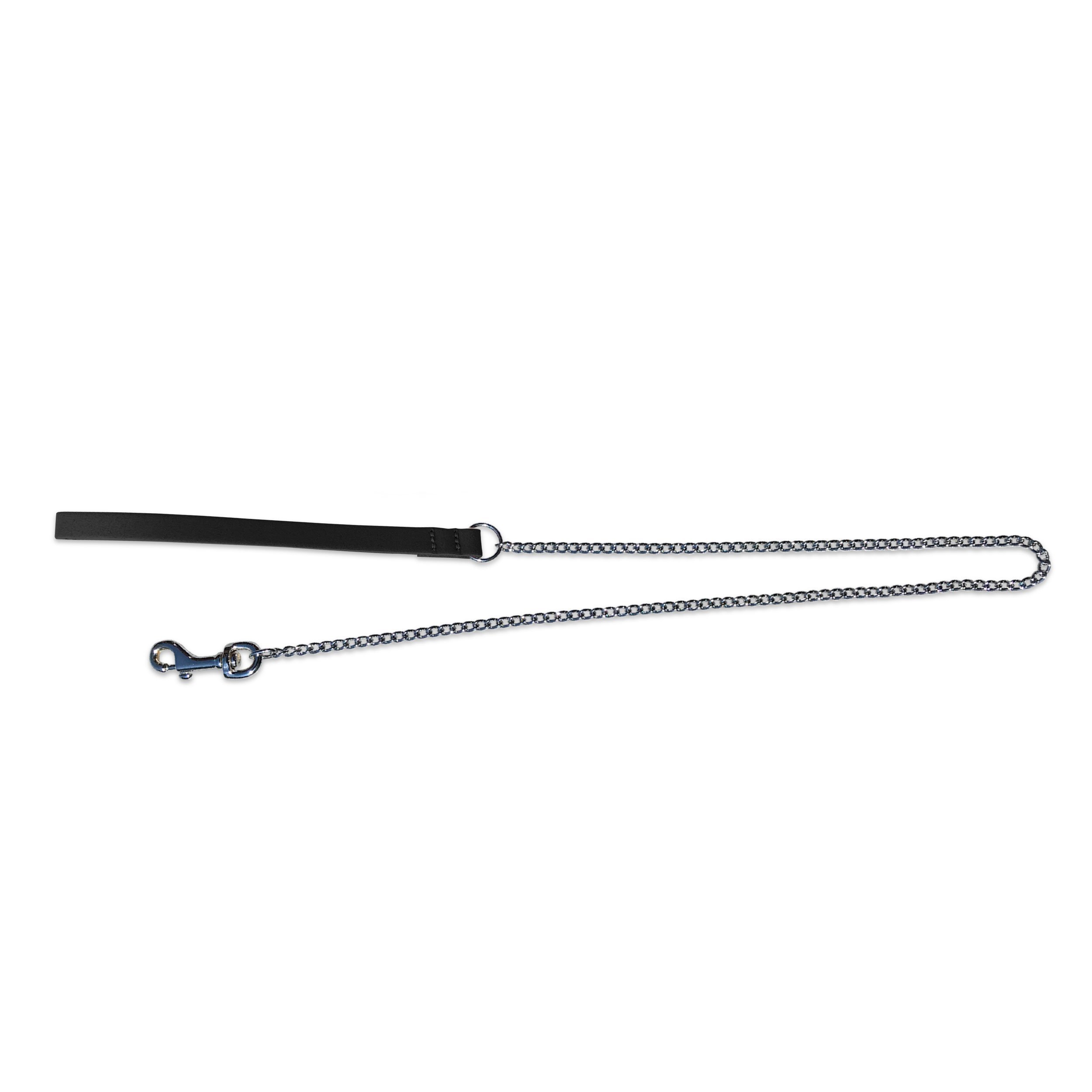 BBD Pet Products Fine Leather Chain Lead, 34 x 3/8-Inch, One Size, Black