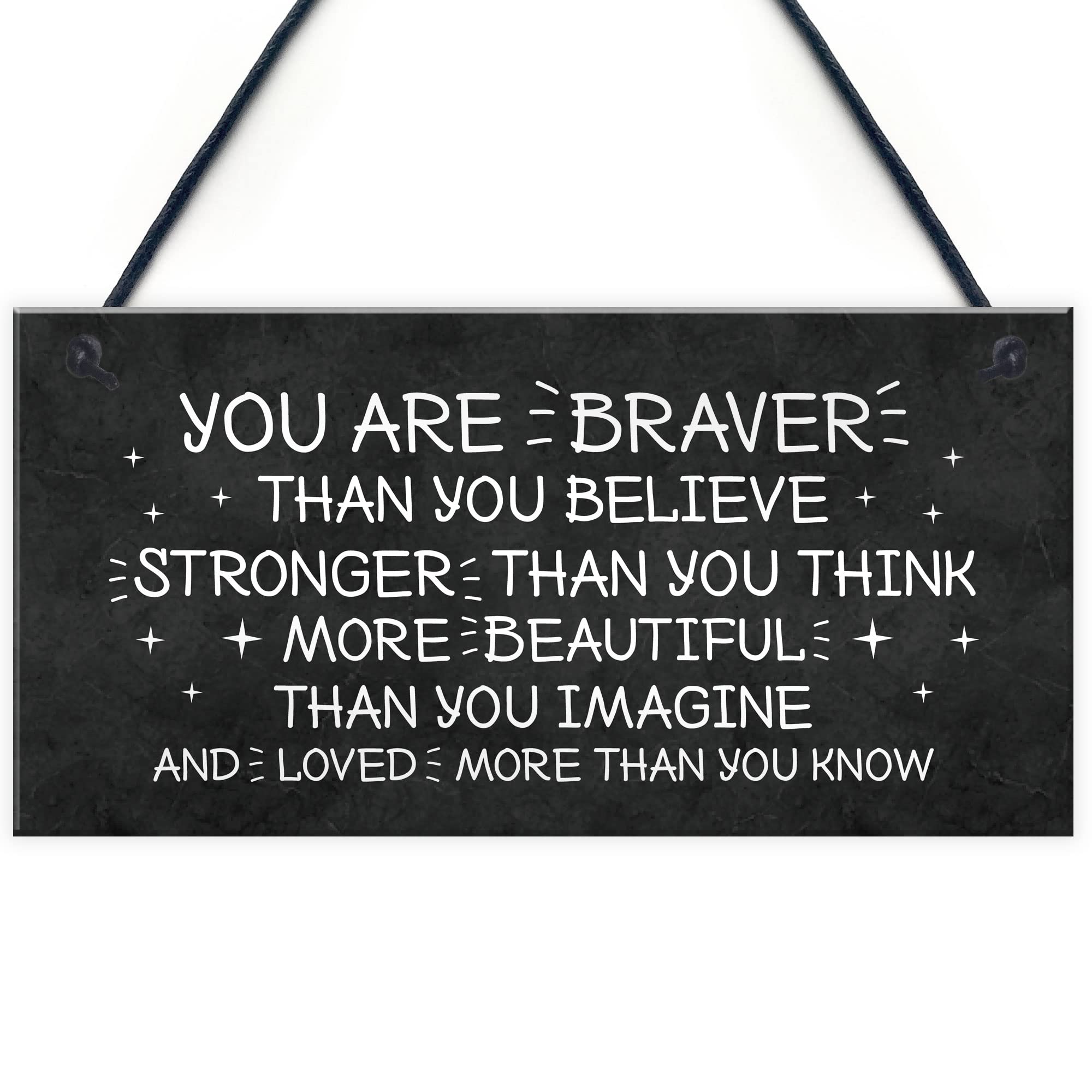 Red Ocean Braver Stronger Beautiful Friendship Sign Hanging Wall Decor Best Friend Gift Motivational Inspirational Sign