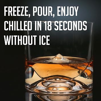 LIITON Denali Mountain Heavy Crystal Whiskey Glasses Gift Set of 2, Thick Freezable Bourbon Glass 1lb Each, Premium, Frozen Crystal Chills Cocktails, 10 oz
