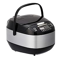 Amazon Basics 5 Litre Electric Cooker | One Touch Instant Cooking For Smart Kitchen | 8-in-1 Function | Automatic Rice Cooker, Steamer, Saute | SS Pot, Black