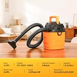 DEKOPRO Shop Vacuum Wet and Dry:1.5-Gallon 2 Peak HP Portable Small Shop Vac, Car Vacuum with 1-1/4 Inch 4Ft Hose, 6 Ft Cord,Mini Shop Vac for Homes, Pets, and Cars