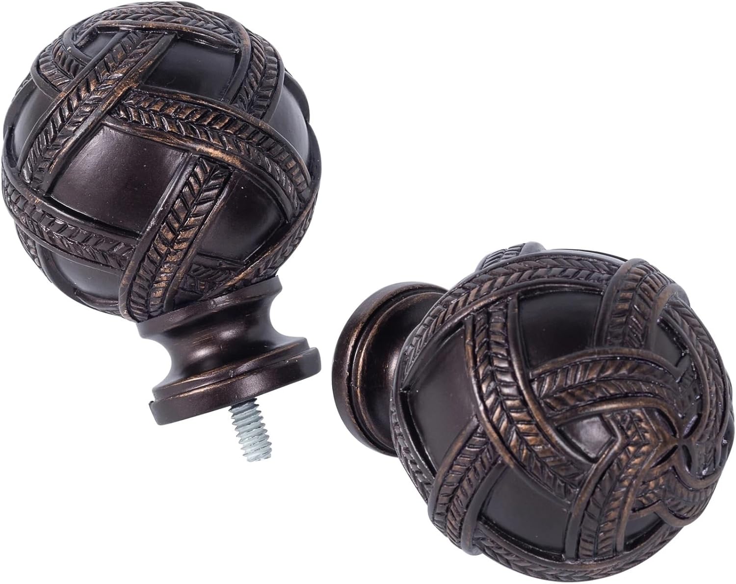 Curtain Rod Finials 2 Pcs Decorative Curtain Rod Finials End Cap Finials for Curtain Rods Finials for Curtain Rods(Brown)