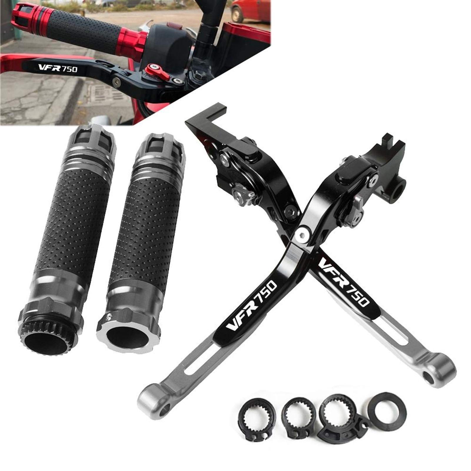 Kit Levier Embrayage Et Frein Aluminium Pour Honda VFR 750 (1991-1997) - Guidon Et Embouts Inclus, Multicolore
