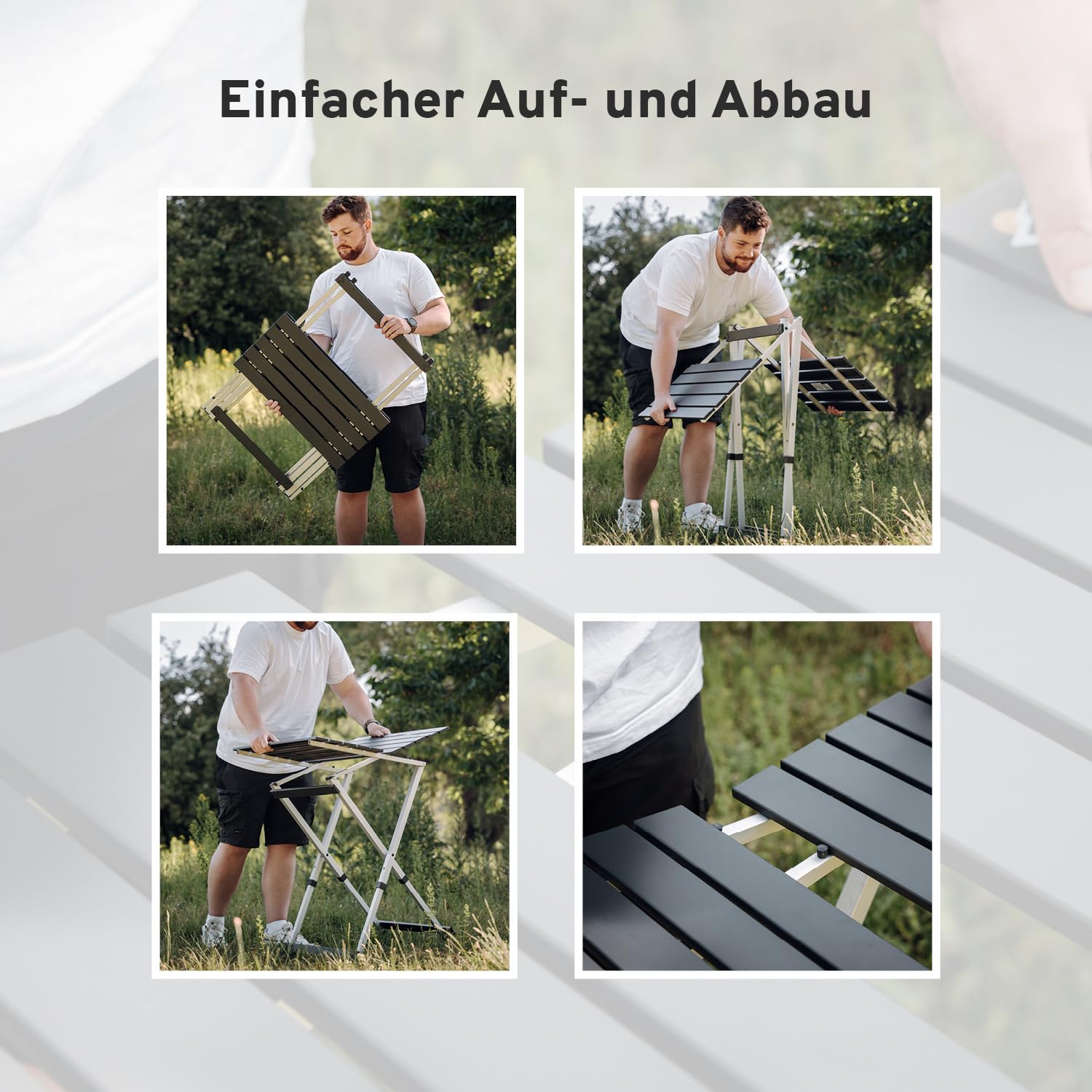 CAMPWERK Alu Camping Tisch, Campingtisch, Klapptisch, Gartentisch, Camping Möbel, Faltbar & Tragbar, Leichtes Aluminiumgestell, Für 4 Personen, Mit Teleskop-Tischbeinen, 63 x 63 cm