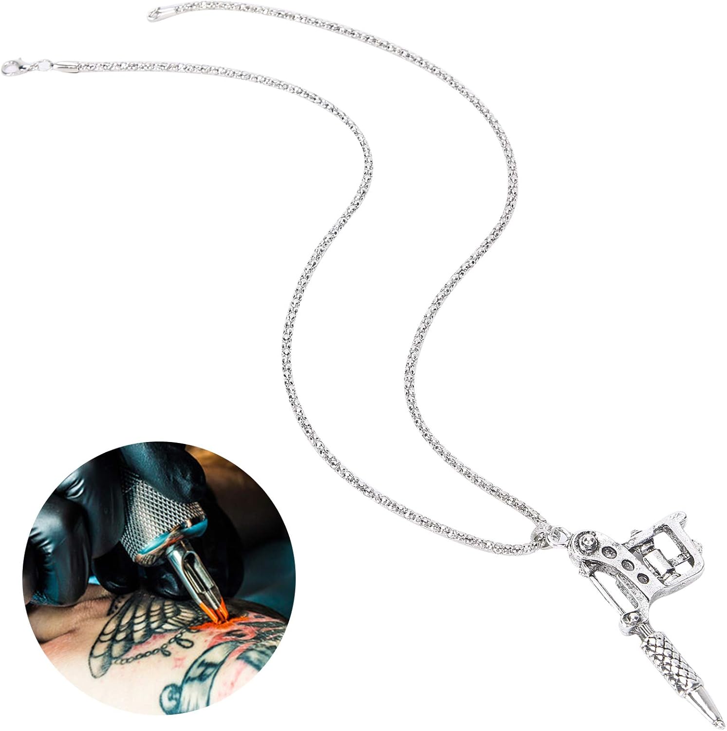 Mini Tattoo Machine Key Chains, Necklace Mini Tattoo Machine Pendant Alloy Fashionable Tattoo Machine Unisex Jewelry Accessory