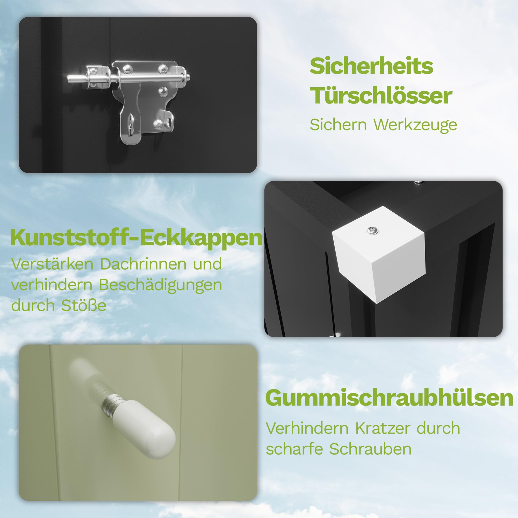 Triumphkey Metall Gerätehaus 1,5m³ 95x98x160 cm Wasserfest Geräteschuppen mit abschließbarer Tür und Pultdach Kleiner Gartenhaus für Hinterhof Terrasse und Rasen, Schwarz