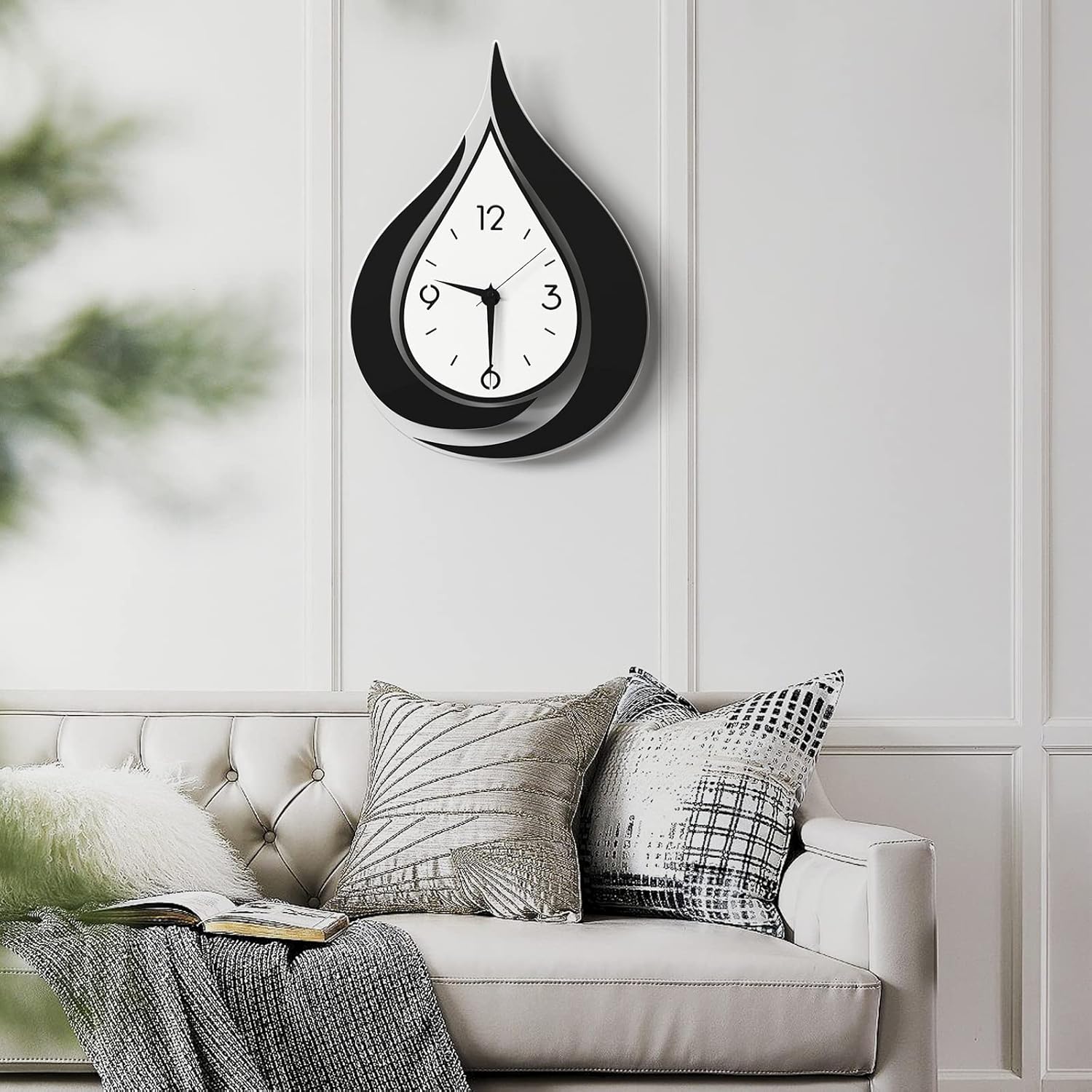 meisd decorative wall clock for living room decor, modern wall clocks battery operated for bedroom kitchen office home, 16.5 inch acrylic big silent creative wall clock non ticking 22 inch