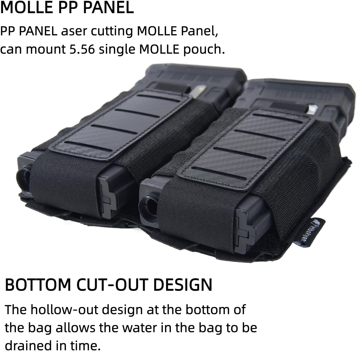 Rifle Magazine Pouch,Double Mag Pouch for AK M4 M16 AR-15 Magazine Pouch 5.56mm MOLLE Magazine Pouch Elastic Rifle Magazine Carrier with Carbon Fiber Patterned PP Plate - Image 6