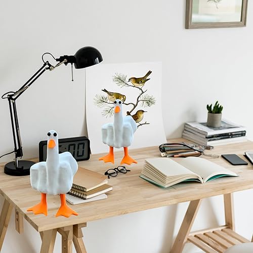 Miniatura 5 de Divertida figura de resina de pato de pato pequeño, decoración de escultura de pato para decoración del hogar, regalo (2 unidades)