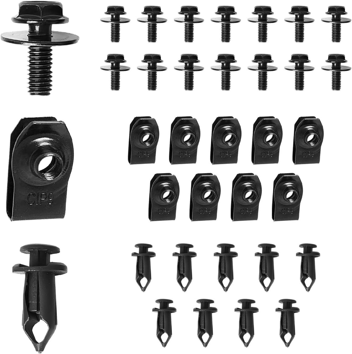 Engine Under Cover Splash Shield Guard Body Bolts Screws Front Bumper Clip Cover Rivet Fasteners Kit, Fender Liner Push Retainer Fastener U Type Flat Nuts Clip for Most Car Body Panel（35PCS）
