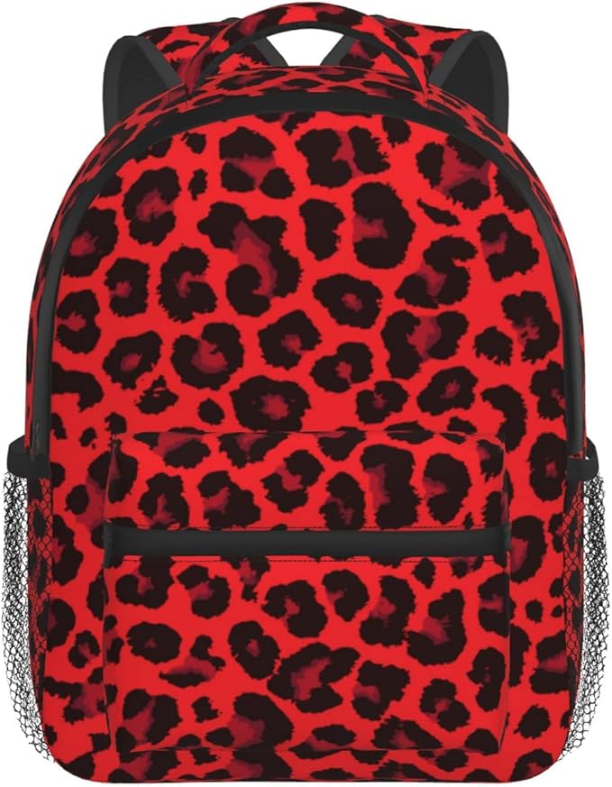 Amazon Co Jp 赤 ヒョウ柄 子供用 キッズ リュック サック 女の子 男の子 幼稚園 かわいい 児童バッグ 対応 軽量 キャンバス おしゃれ 防水 通園 通学 男女兼用バッグパック シューズ バッグ
