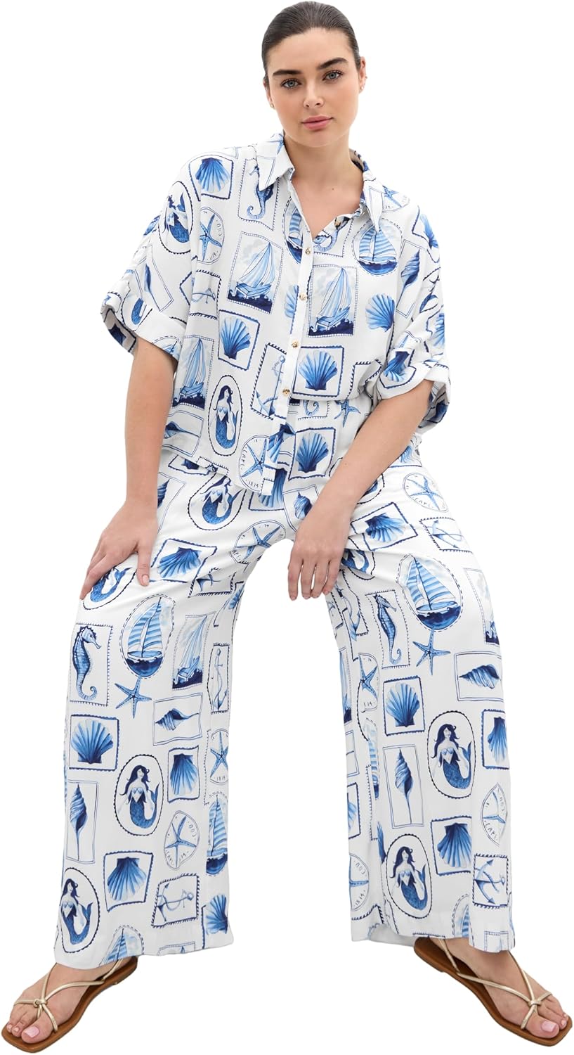City Chic Plus Size Pants - Liana Amalfi Print