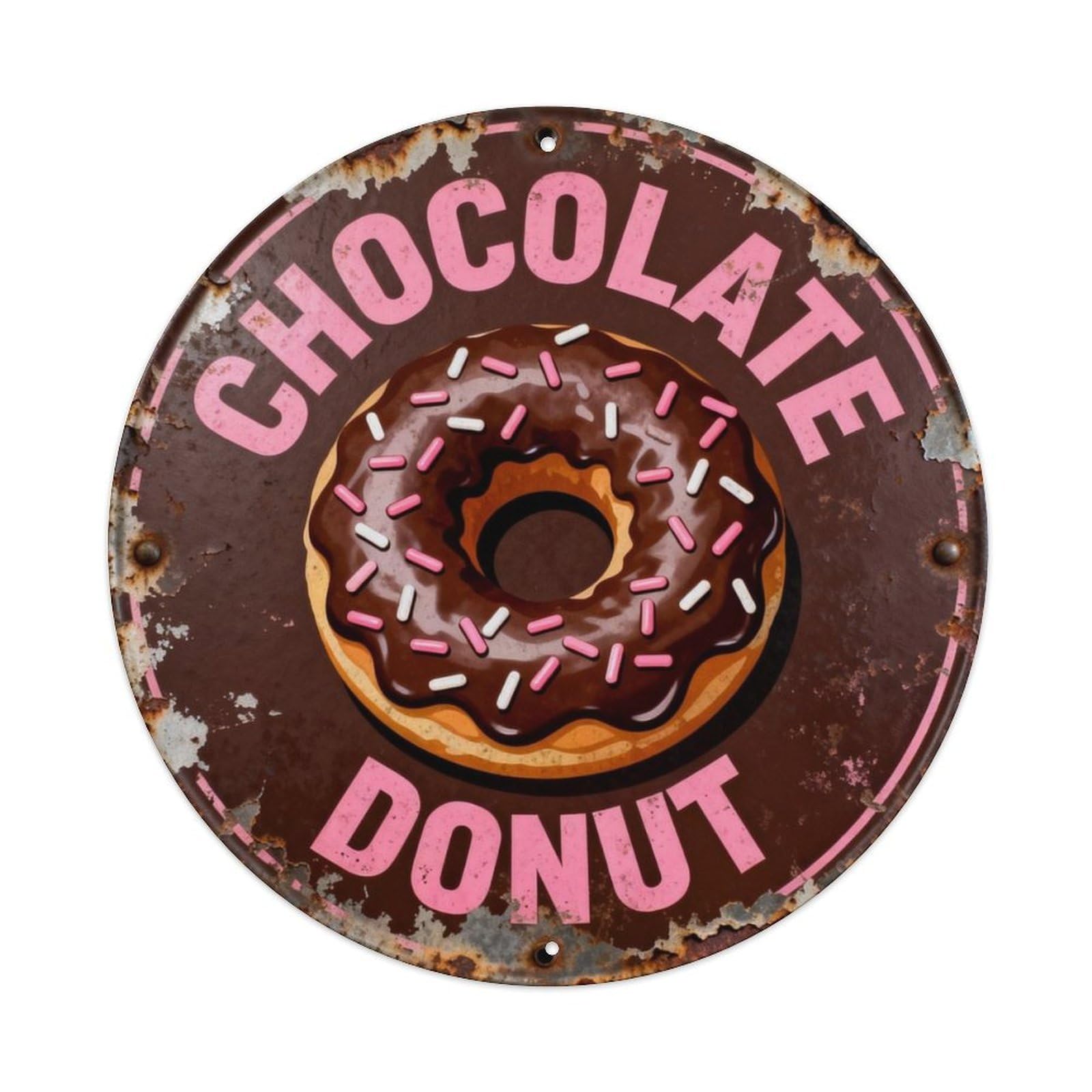 Chocolate Donut Metal Tin Sign Plaque