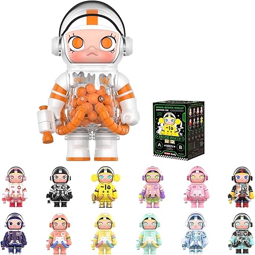 POP MART MEGA Space Molly - Figuras de caja ciega 100% 2-B, diseño aleatorio, juguetes para decoración moderna del hogar, juego de juguetes