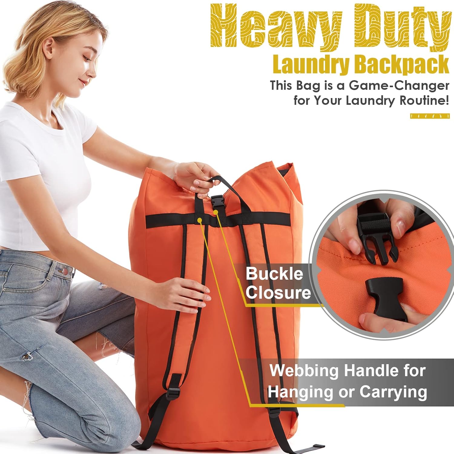 Buy Backpack Laundry Bag for College, 115L Laundry Bags Extra Large Heavy Duty, Collapsible