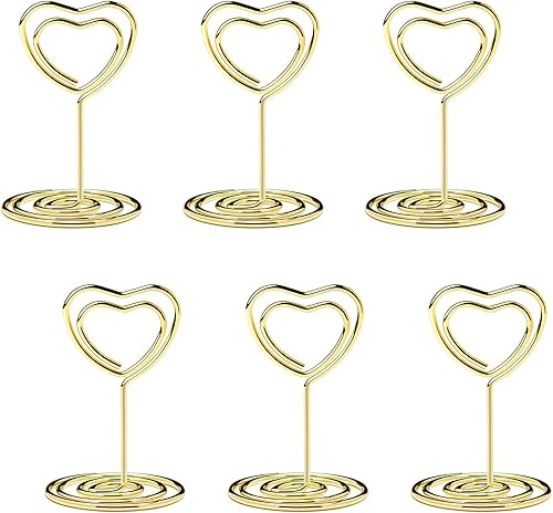 20 mini soportes para números de mesa, soporte para tarjetas de lugar en forma de corazón, soportes de fotos premium para mesas, soportes para
