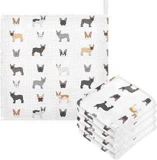 vvfelixl Baby Cotton Washcloths Different French Bulldog Infants Bath Towel for Unisex Puppy Face Towels for Newborn, Natural Baby Wipes Delicate Skin, 11.8 X 11.8 inch, one sizex3