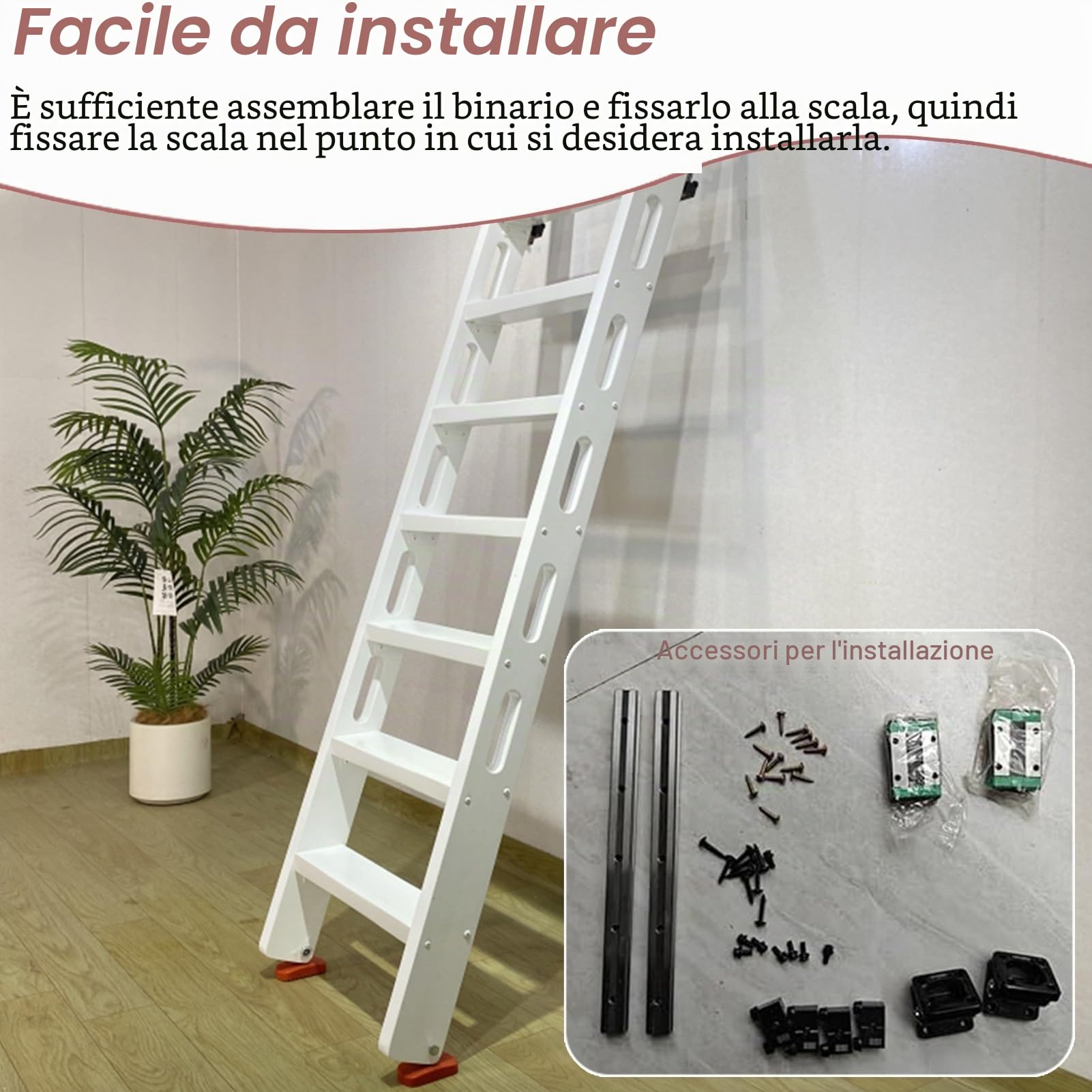 Scala Retrattile per Soffitta con Design Antiscivolo per Accesso a Soppalco e Letto a Castello