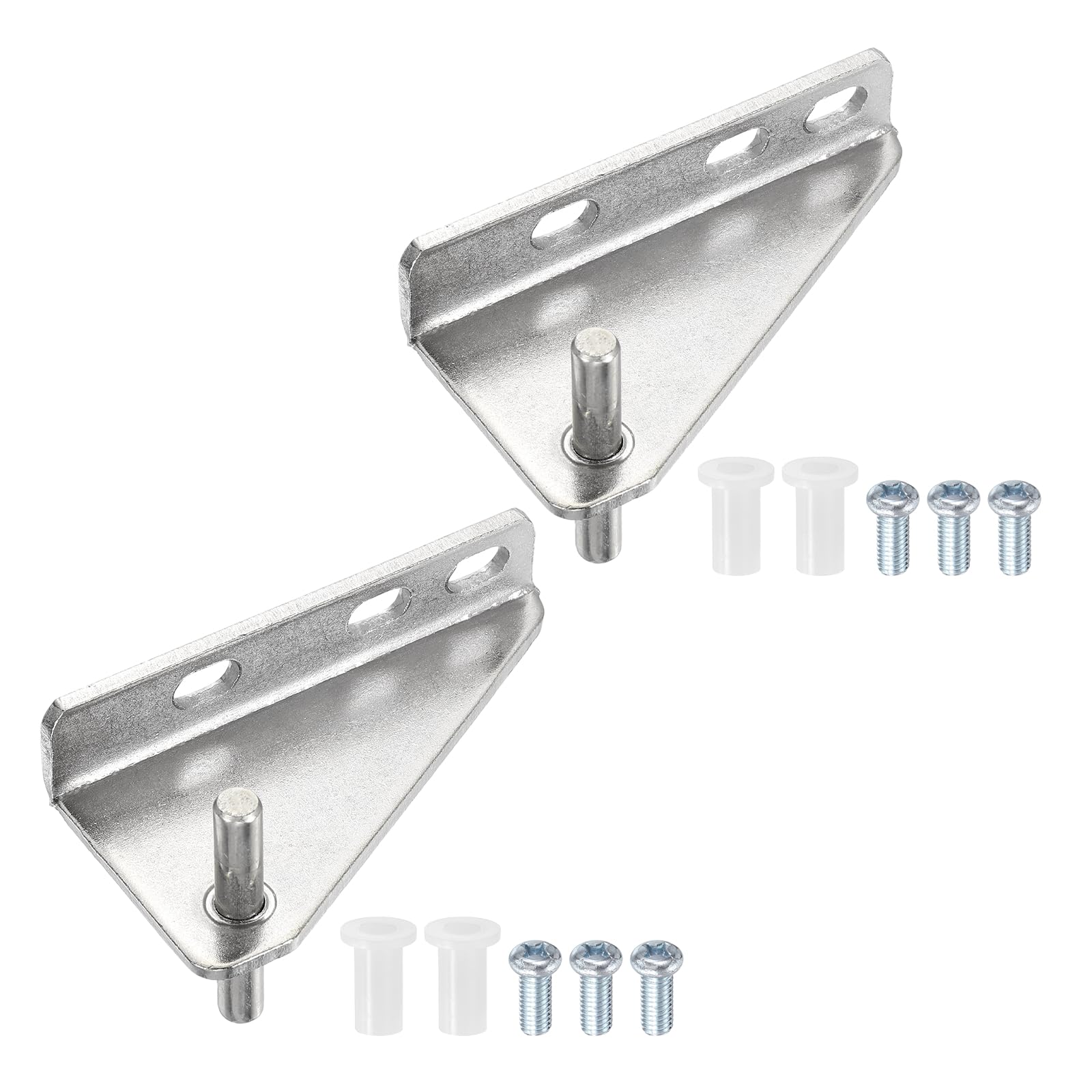 sourcing map 2Pcs Stainless Steel Freezer Door Hinges Replacement, Center Column Hinge, Right Shaft Distance 1.38" for Refrigerator with Screws and Bushing