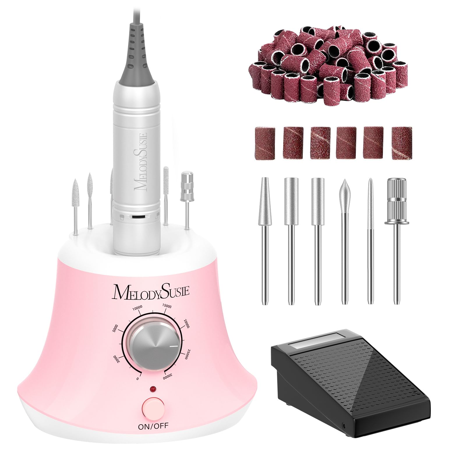 30000 rpm Professional Nail Drill-Scarlet, High Speed, Low Heat, Low Noise, Low Vibration, Portable Electric Efile Drill for Shaping, Buffing, Removing Acrylic Nails, Gel Nails,Pink