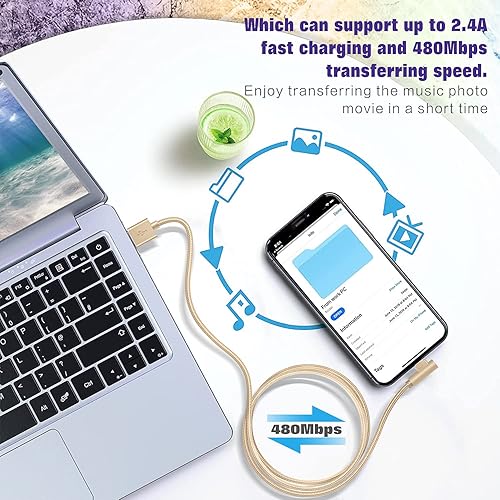 Miniatura 5 de Cargador para iPhone, paquete de 3 cables Lightning de 6 pies [certificado Apple MFi] Cable de carga rápida para iPhone de 90 grados, cable trenzado