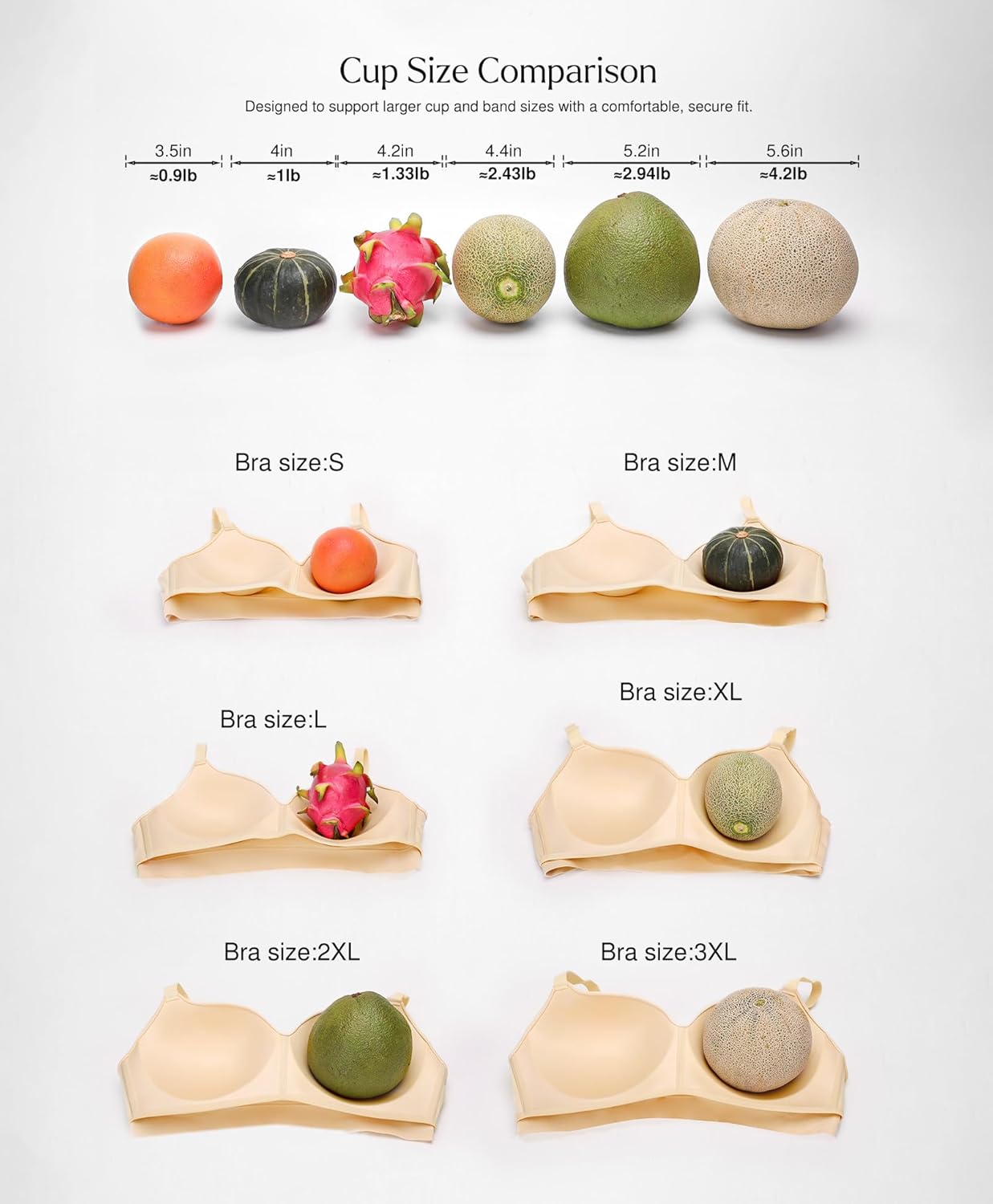 Popilush Bras for Women No Underwire Supportive Push Up Bralettes Wireless Full Coverage Plus Size T-Shirt Bra Skin - Image 4