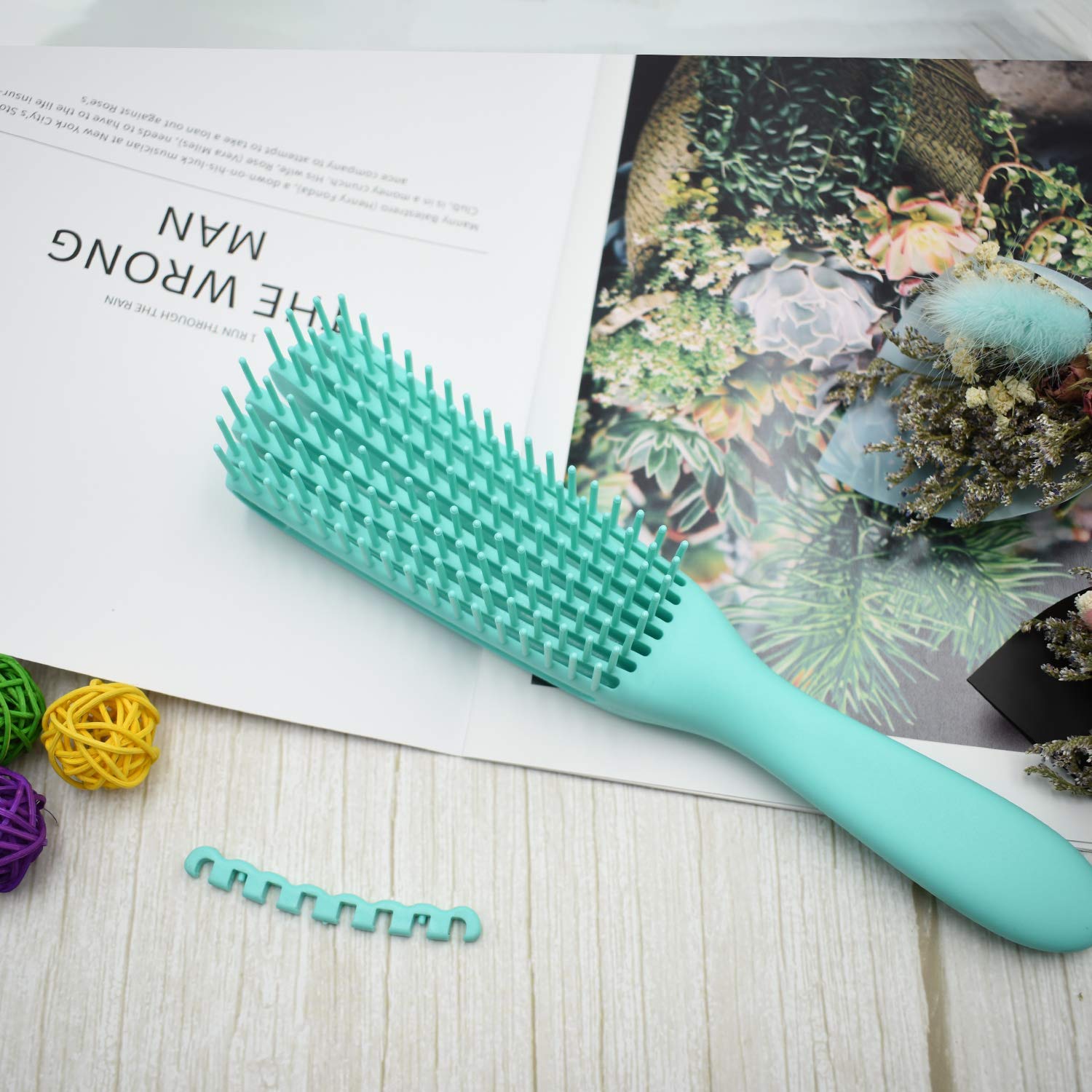 Detangling Brush for Curly Hair, ez Detangler Brush Hair Detangler, Afro Textured 3a to 4c Kinky Wavy for Wet/Dry/Long Thick Curly Hair, Exfoliating for Beautiful and Shiny Curls (Green) : Beauty & Personal Care