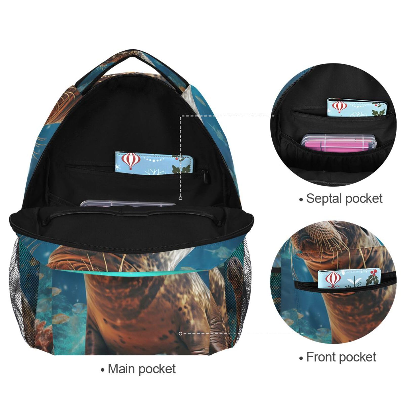 Sigillo Nuoto Blu Oceano Zaino per Bambini Studente Scolastico Zaino da Bookbag Borsa Del Libro per Viaggio Teenager Ragazze Ragazzi Capretto