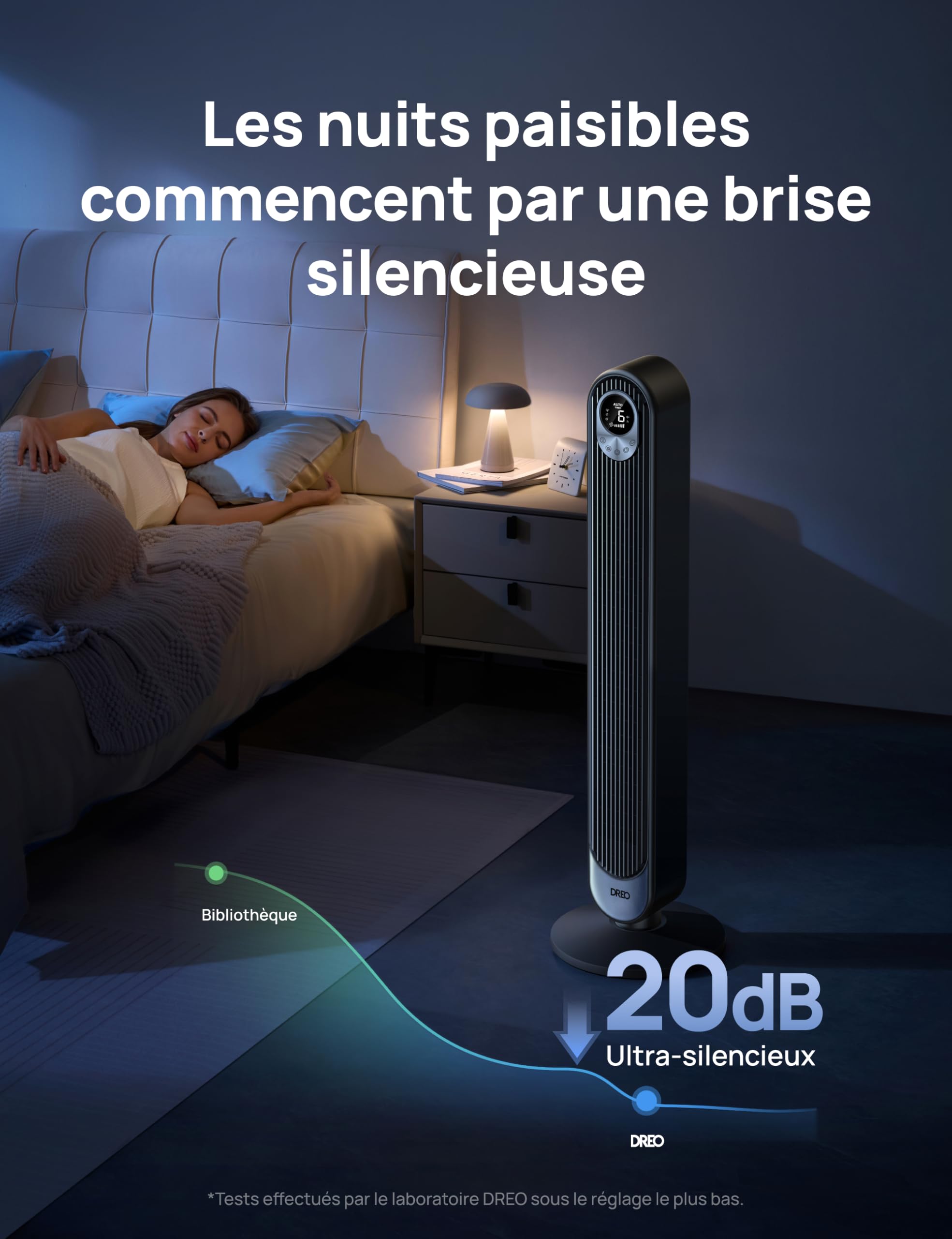 DREO Ventilateur Colonne Silencieux, Puissant Vitesse 8,53 m/s, Ventilateurs Tour de 106cm avec Télécommande, 9 Vitesses, 4 Modes, Minuterie 12H, Oscillant à 90° pour Grande Chambre