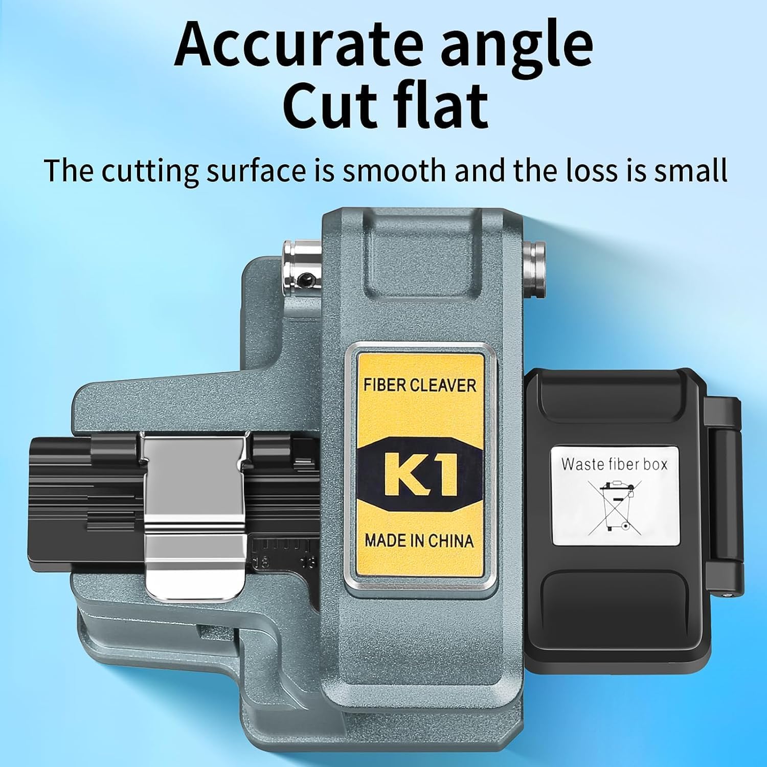 High-Precision Fiber Cleaver K1 Universal for Fiber Optic Hot Melt & Cold Welding, Built-in Waste Fiber Box, Single-Mode Multi-Mode Professional Fiber Optic Cutting Tool Equipped With One Spare Blade