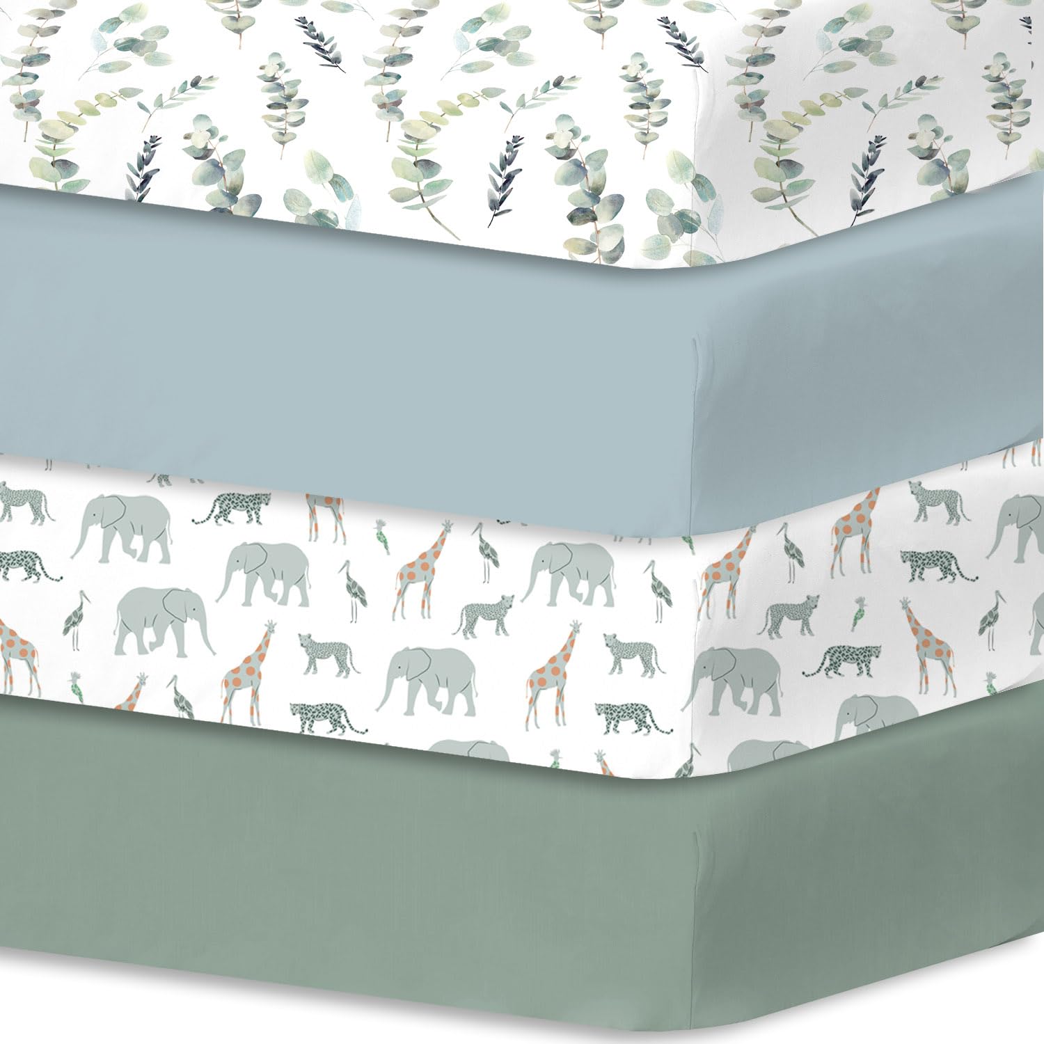 Little Grape Land Cot Bed Sheets 120 x 60 cm, Baby Fitted Sheets 4 Pack
