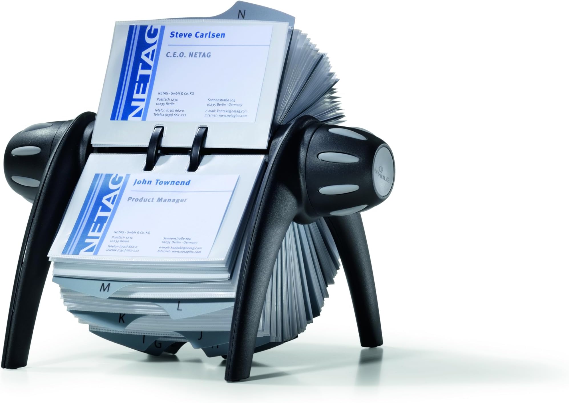 Durable Visifix Flip Rotary Business Card Holder | Includes 200 Pockets for Holding 400 Cards | Includes A-Z Index | Made from Plastic