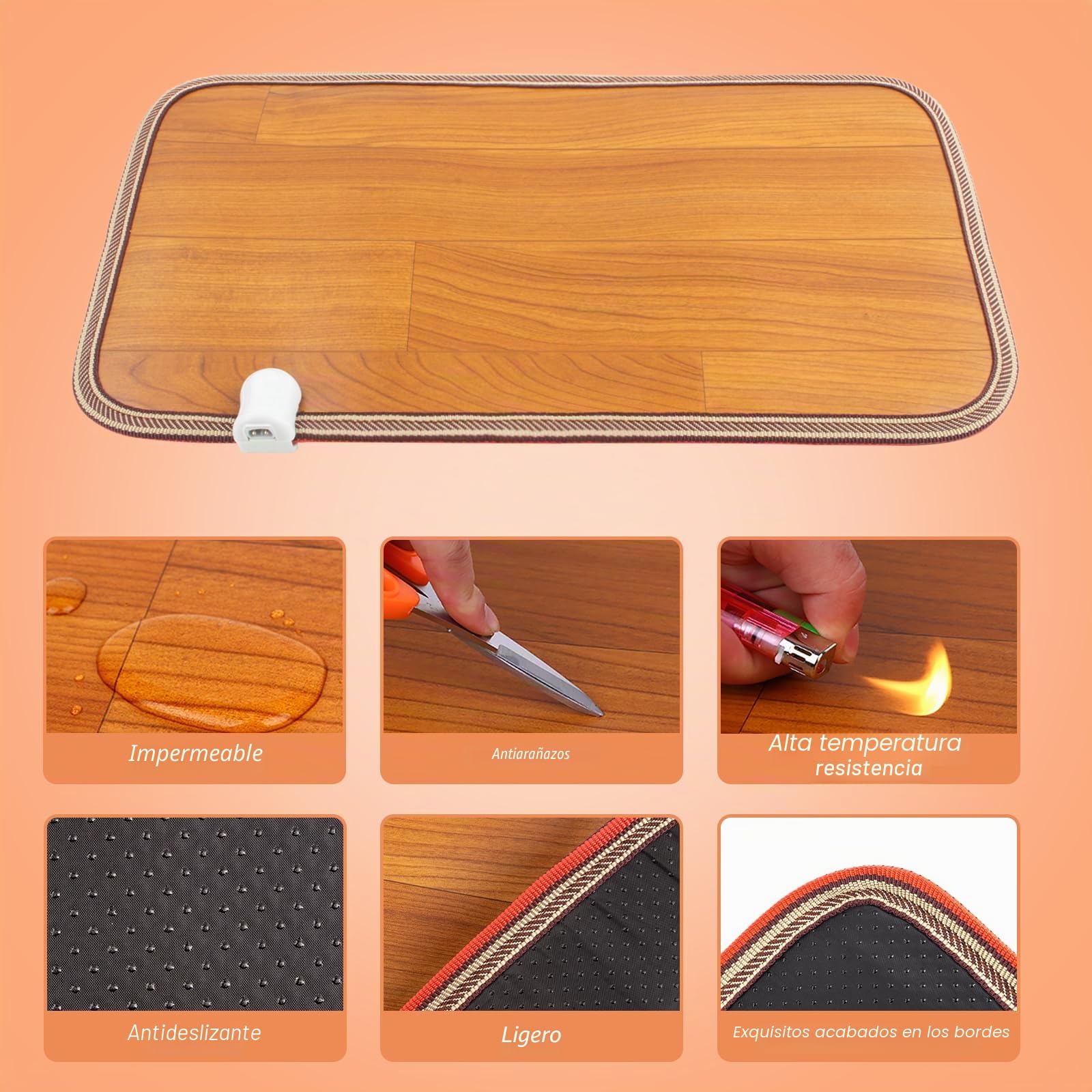 Calefacción Eléctric Calentador de pies, Calienta Pies Electrico Térmicos con Interruptor de Pie, Almohadilla Térmica Eléctrica, Calentadores de Pies Eléctrico para Oficina Hogar, 230V, 50*30cm