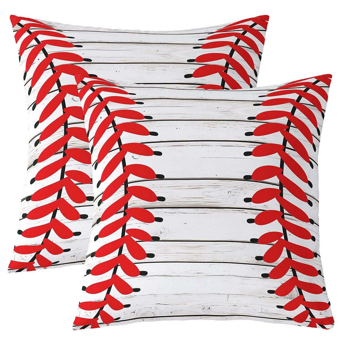 Feelyou Baseball Square Cushion Covers Set of 2 Set 24 x 24-Inch Sports Theme Game Reversible Throw Pillow Covers for Kids Boys Decor Baseball Gaming