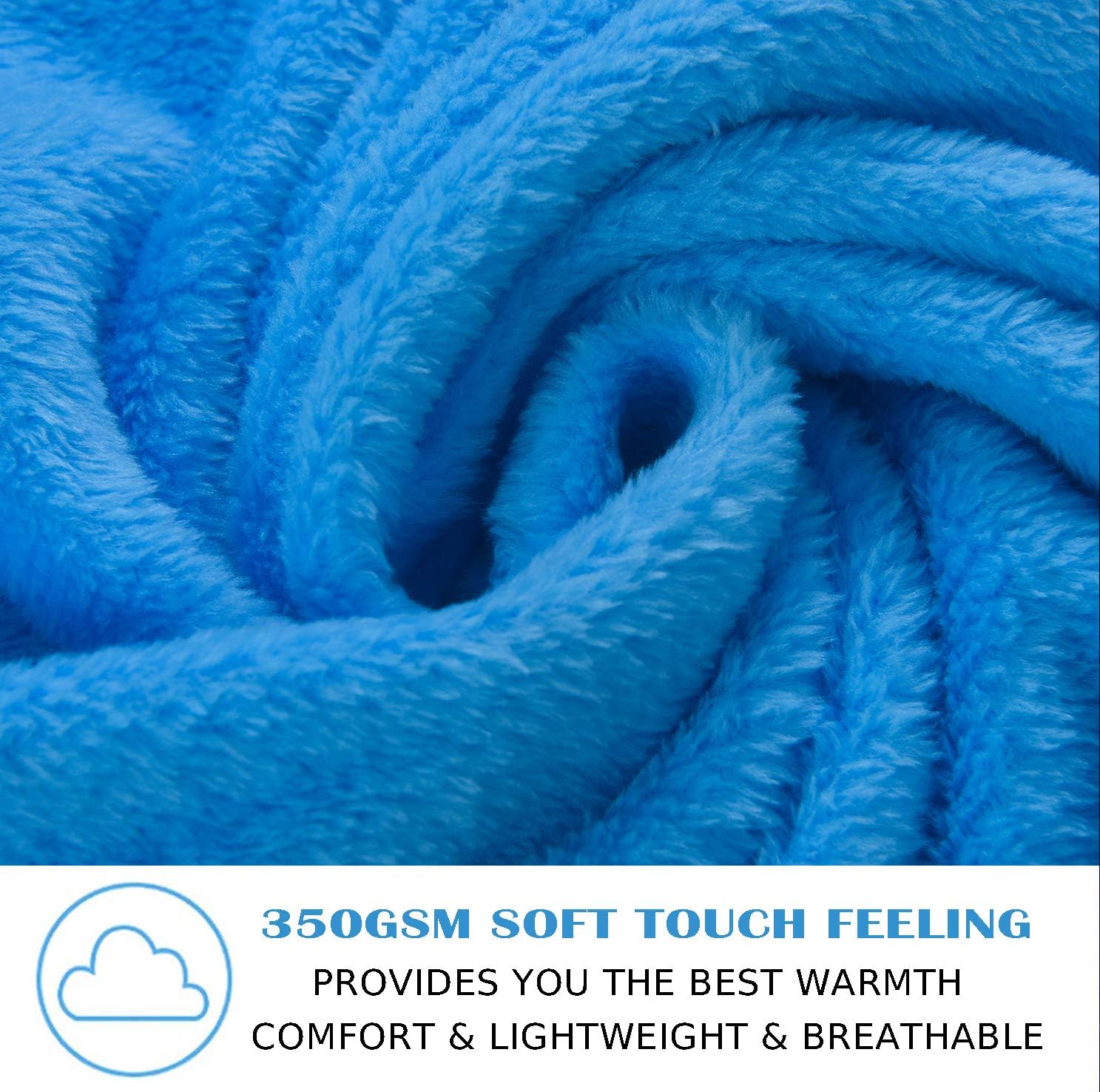 OBOEY Polar Fleece Blankets Queen Size for Spring Summer All Season 350GSM Lightweight Microfiber Anti-Static for Bed, Couch, Home, Sofa, Car, Airplane, and Outdoors 90" x 90"(Lake Blue Queen)