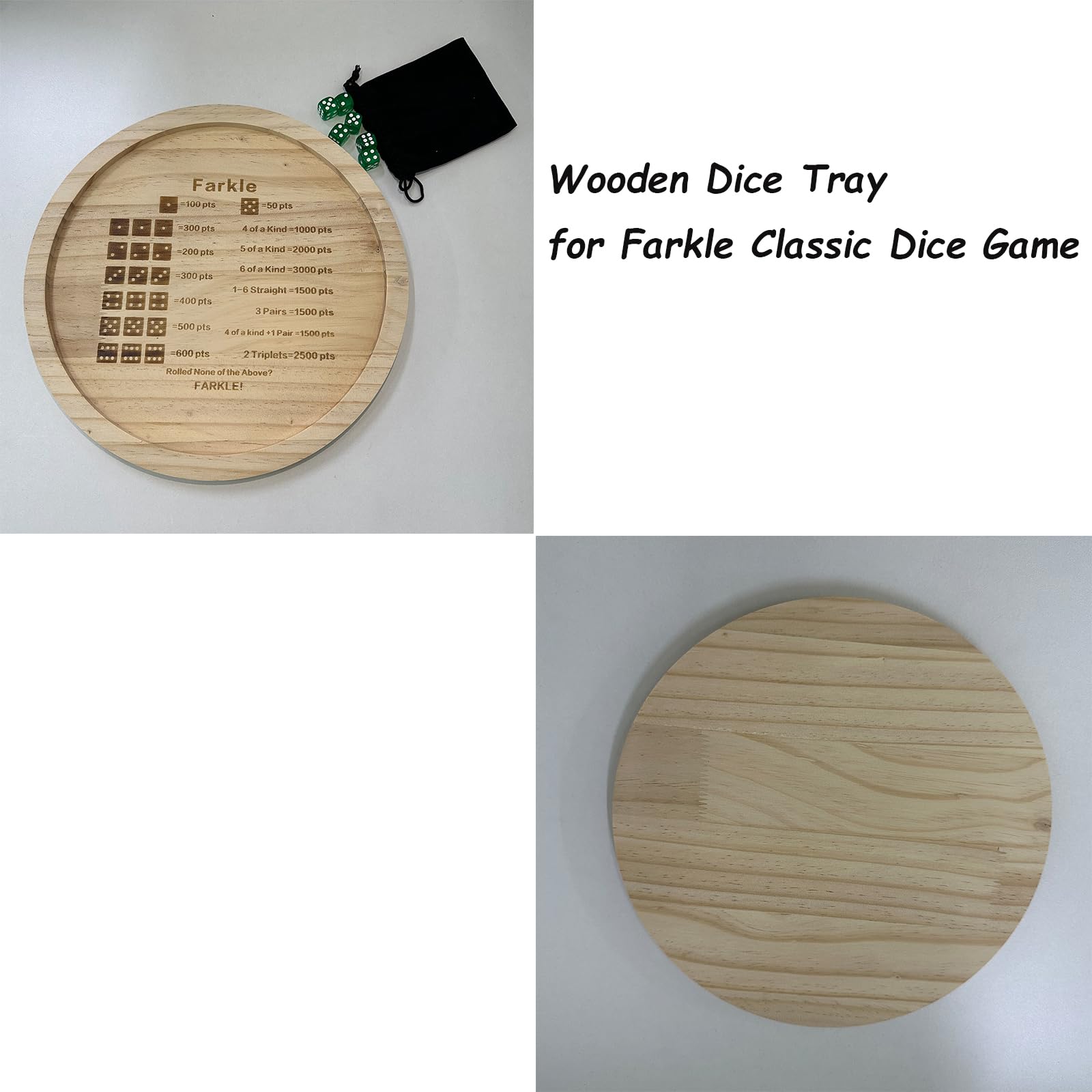 Würfeltablett aus Holz for Farkle Classic Würfelspiel, Farkle Würfeltablett, Würfeltablett Fun Spots Würfelspiel for Würfelbrettspiele, Würfeltablett for Rollen for das Familienparty-Reisespiel / 181