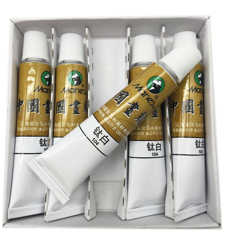 Easyou Marie's Big Size Chinese Painting Color Tubes Watercolor Drawing 12ml*5pcs Titanium White