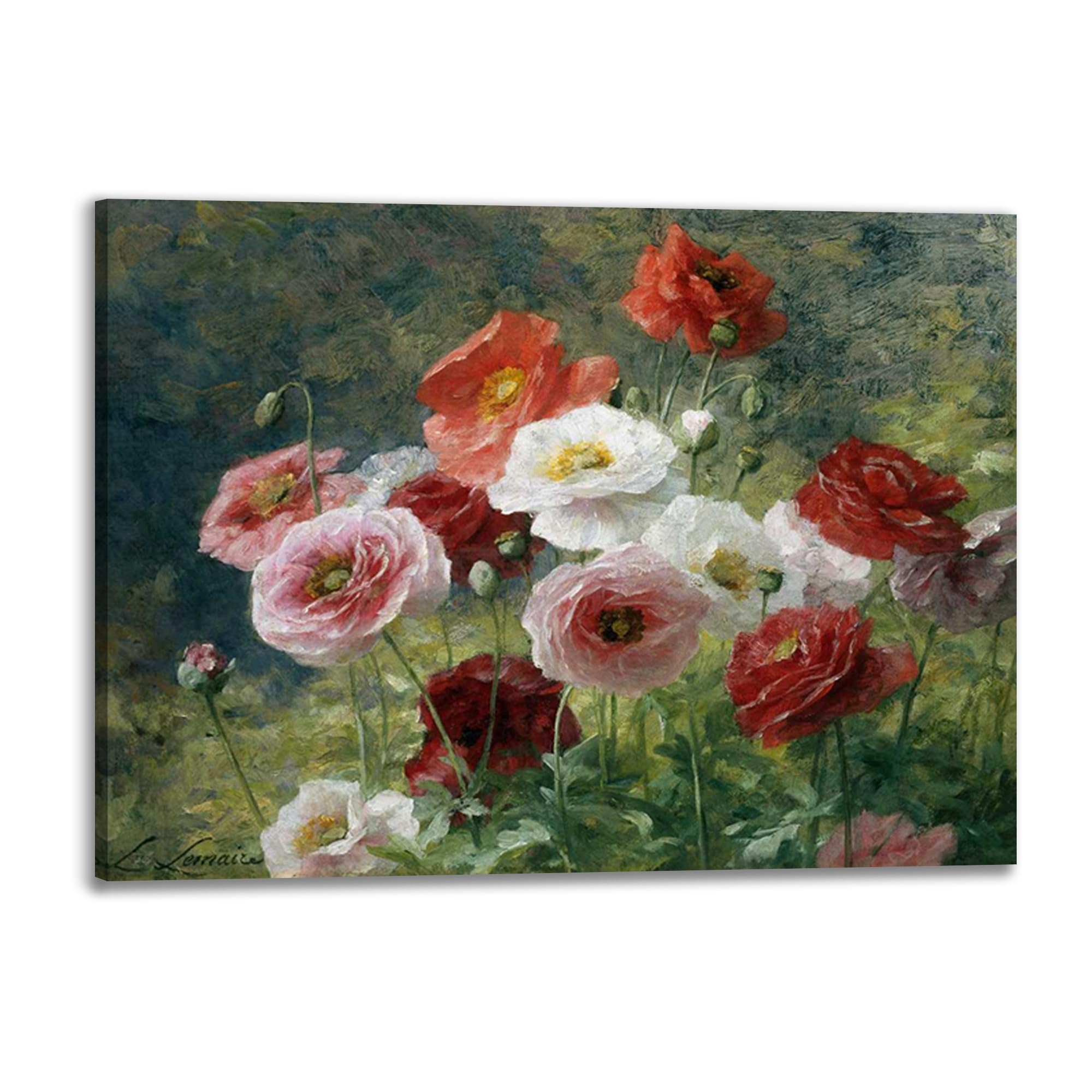 Impression sur toile poppies Louis Marie Lemaire grand tableau mural cadre en bois