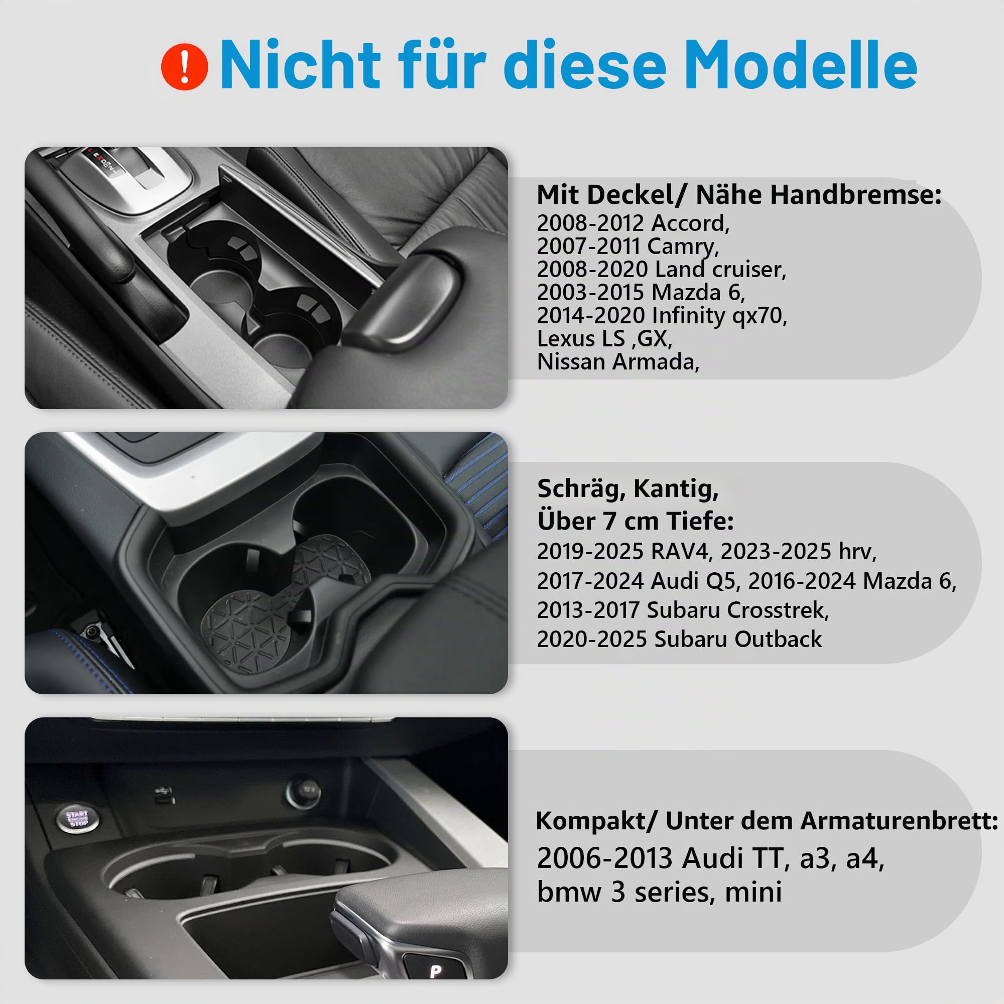 Auto-Getränkehalter mit verstellbarem Boden, passend für 32/40 Unzen Hydroflaschen, 30/32/38/48 Unzen Nalgenes, 20/26/30 Unzen Yeti Ramblers, 40 Unzen Klean Kanteens, 32/40 Unzen Camelbak