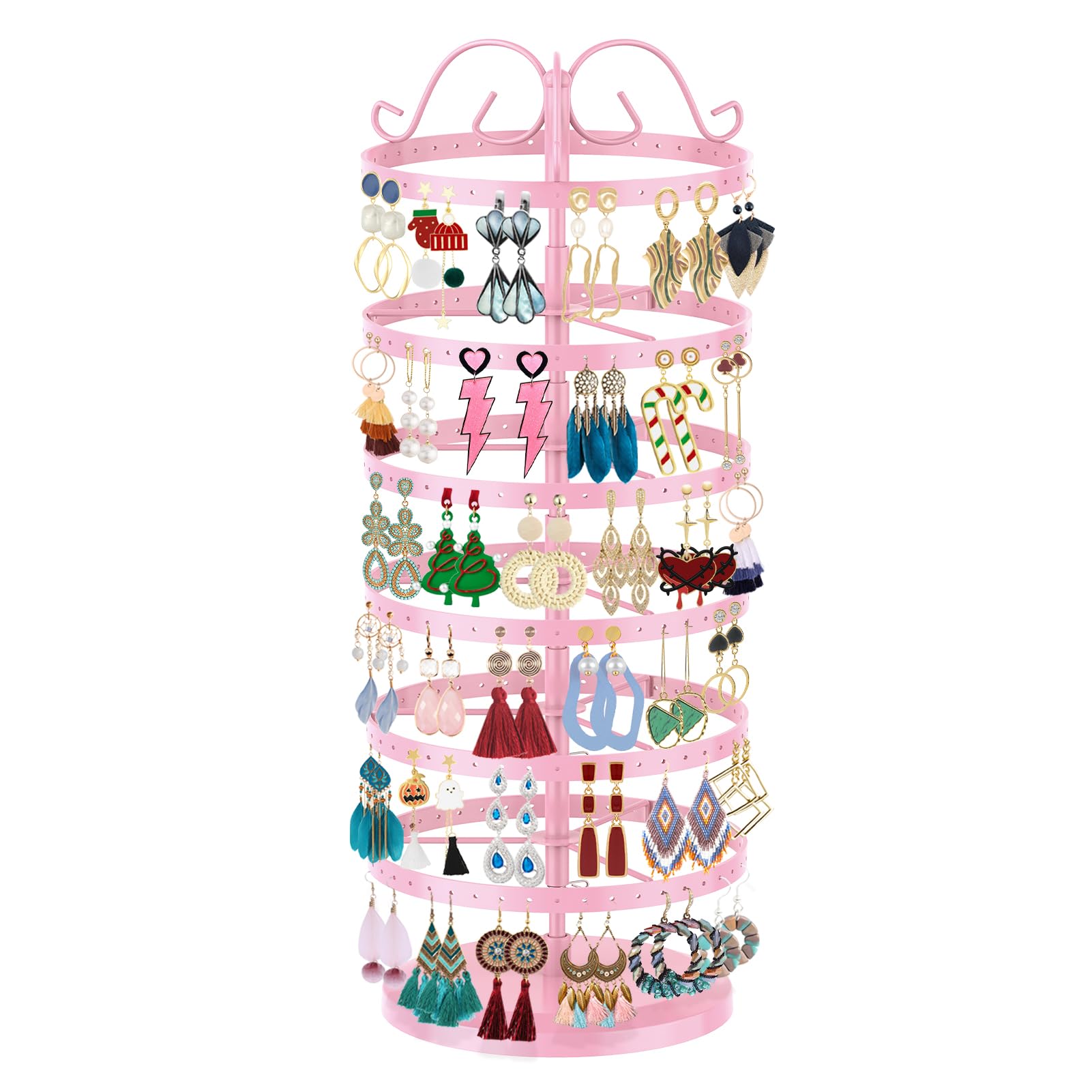 TANOSAN Support De Rangement Rotatif à 6 Niveaux Pour Boucles D'oreilles Percées, 264 Trous En Métal, Support De Rangement Réglable Pour Bijoux Pour Femmes Et Filles (noir