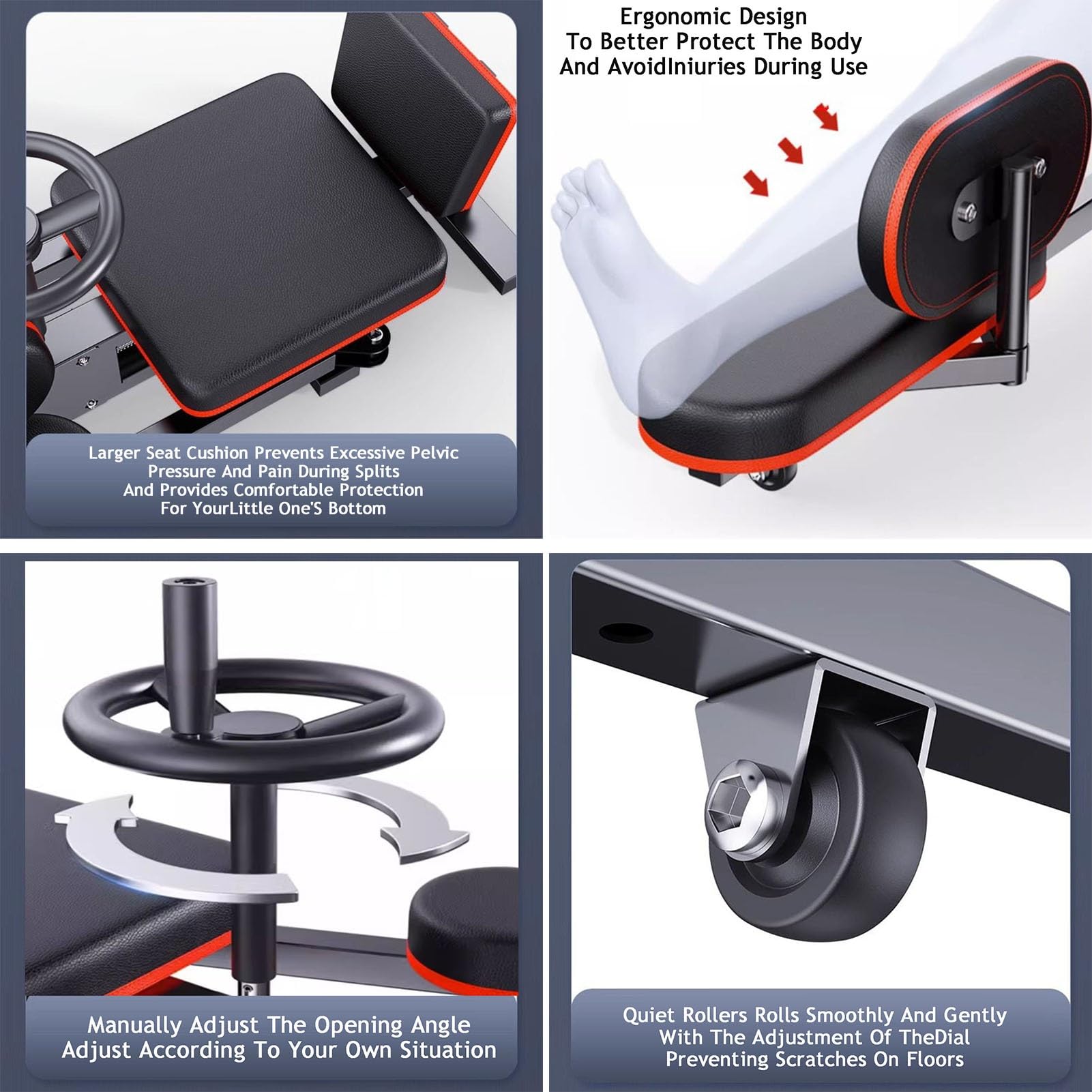 Estirador de piernas, resistente máquina dividida de 210° para flexibilidad y apertura de cadera, con cojín de asiento acolchado y respaldo, capacidad de carga de 200 kg para yoga y baile