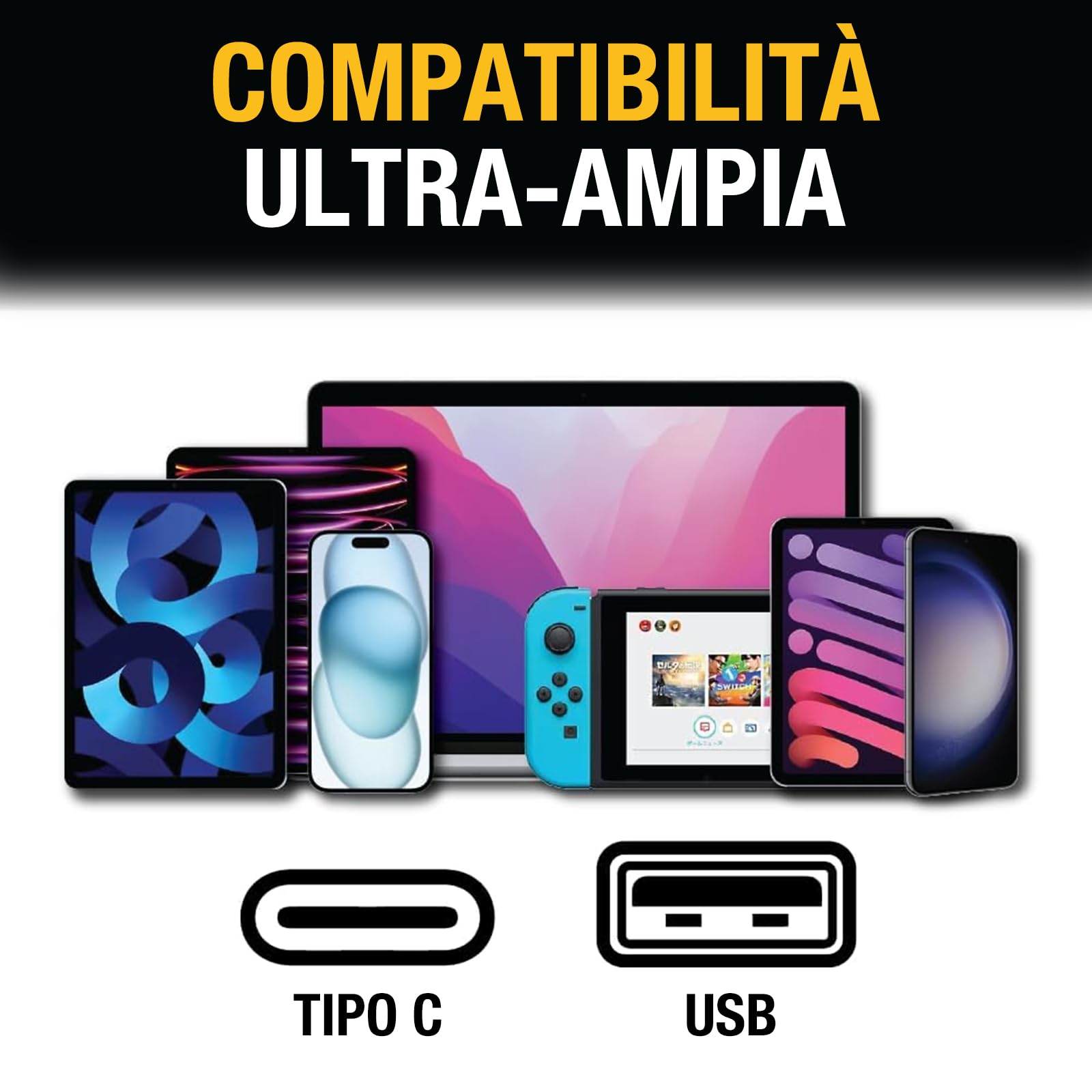 DEWALT Caricatore da Parete Heavy Duty 49,5W con Doppia Porta USB-A e USB-C (Cavo Non Incluso), Alimentatore Compatto Pieghevole a Ricarica Rapida per iPhone 17/16/15/14, Galaxy, Pixel, iPad