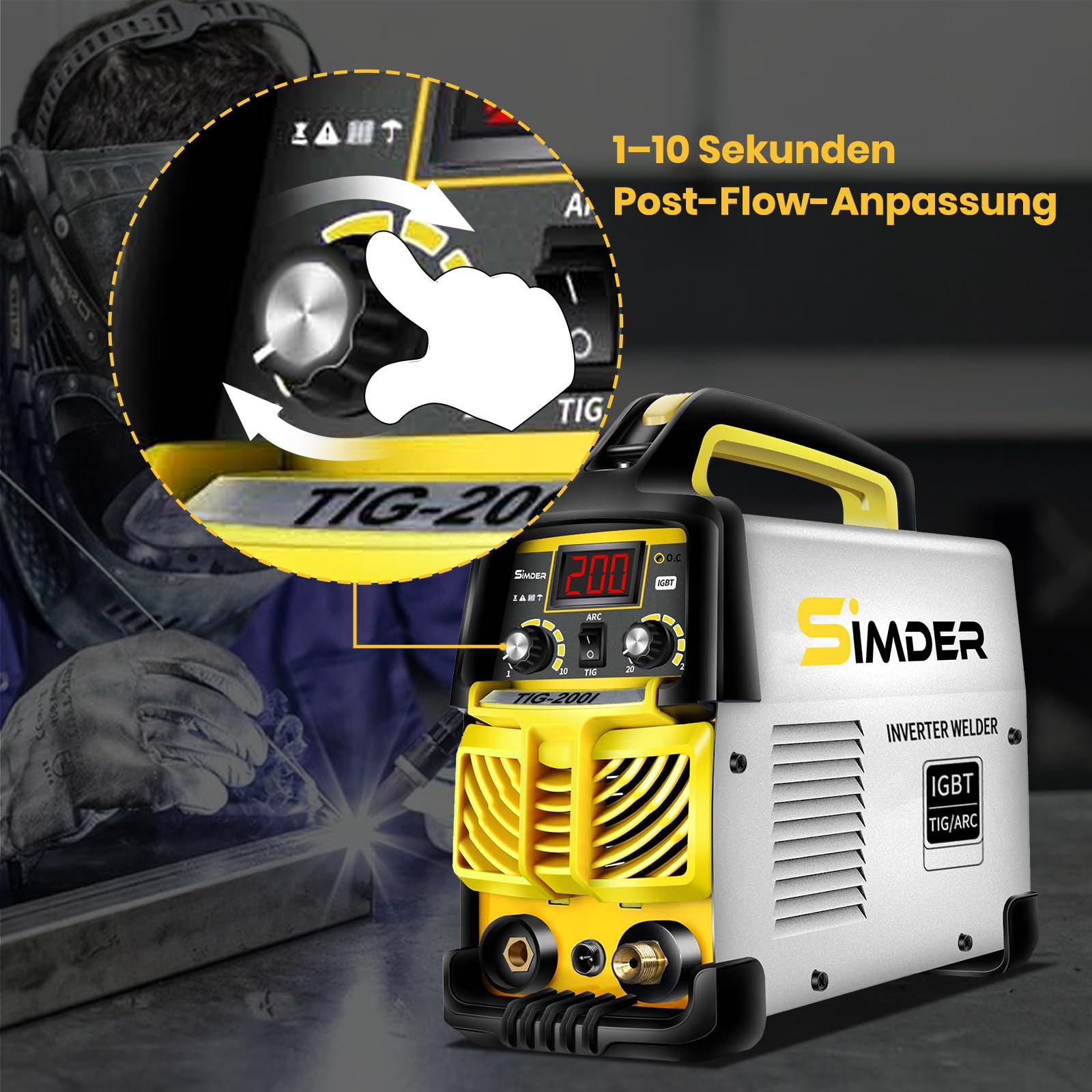 WIG Schweißgerät SSIMDER 140 A 2 in 1 Lift WIG/MMA Schweißgerät mit WP-17 WIG Schweißbrenner Elektroden Schweißgerät TIG-200 IGBT Inverter Schweißgerät Geeignet für Farm Repair Home DIY Autoreparatur