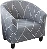 GULI Velvet Tub Chair Covers for Armchairs, Club Slipcover, Wing Back High Stretch Sofa Spandex Plush Seat Furniture Protector Removable Washable Living RoomGrey Rectangle
