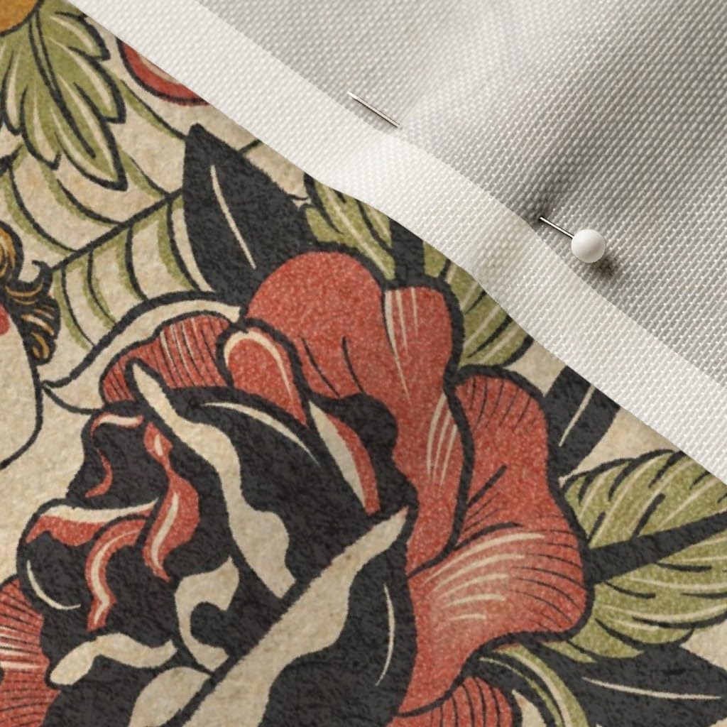 Spoonflower Fabric - Retro Tattoos Vintage Style Art Traditional Neutral Nautical Exotic Printed on Chiffon Fabric Fat Quarter - Upholstery Home Decor Bottomweight Apparel