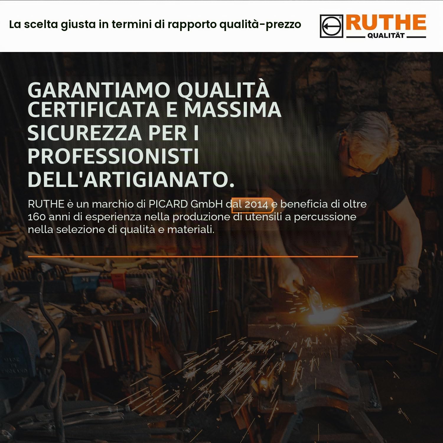 RUTHE Ascia spaccalegna 1.400g | Ascia da spacco in acciaio forgiato | Accetta professionale con manico in legno di hickory | Scure spaccalegna da 1.400 g