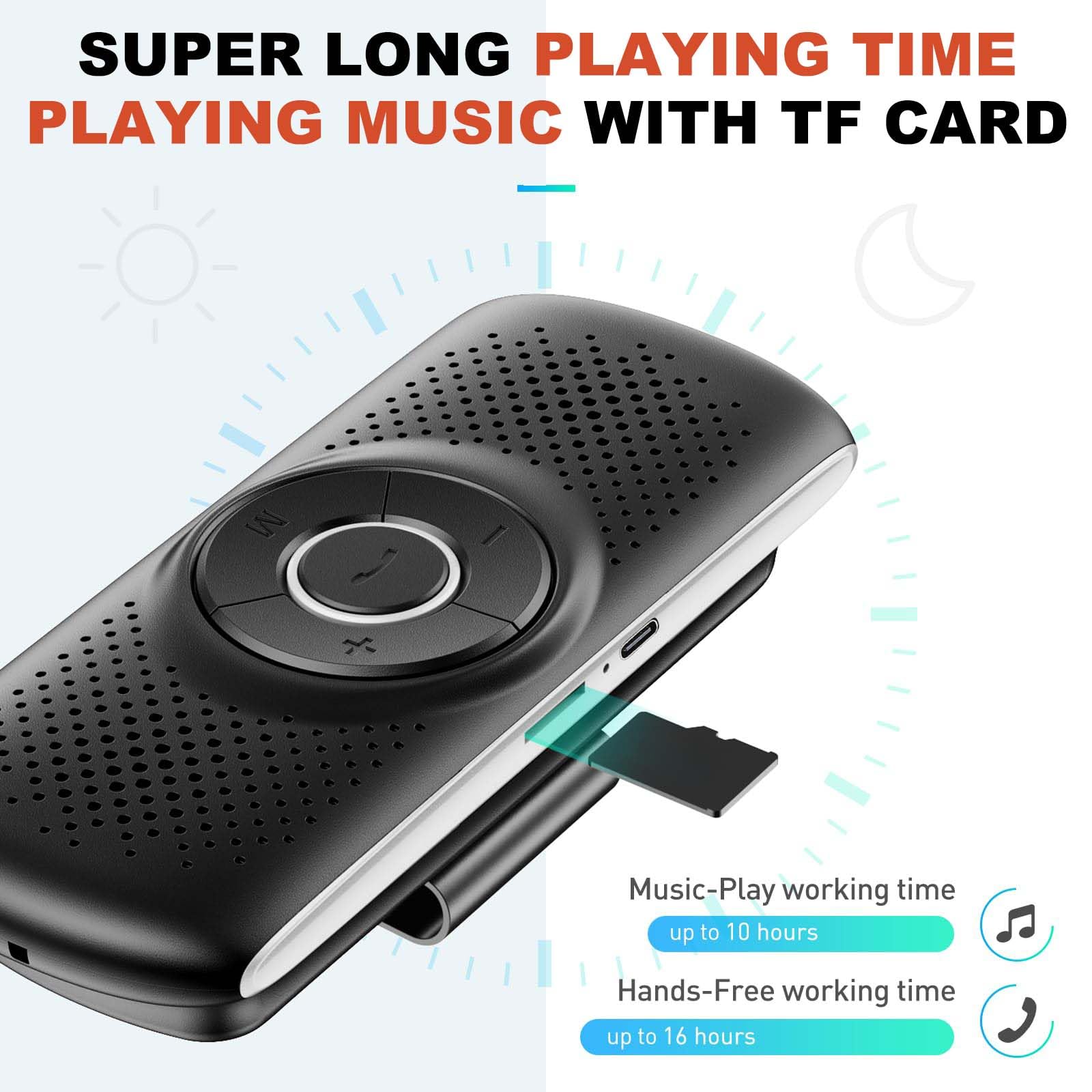 Bluetooth per Macchina per Citroen eMehari Jumpy SpaceTourer, Altoparlante da Auto, Kit Vivavoce per Parasole Doppio Telefono Supporto Voice Assistant