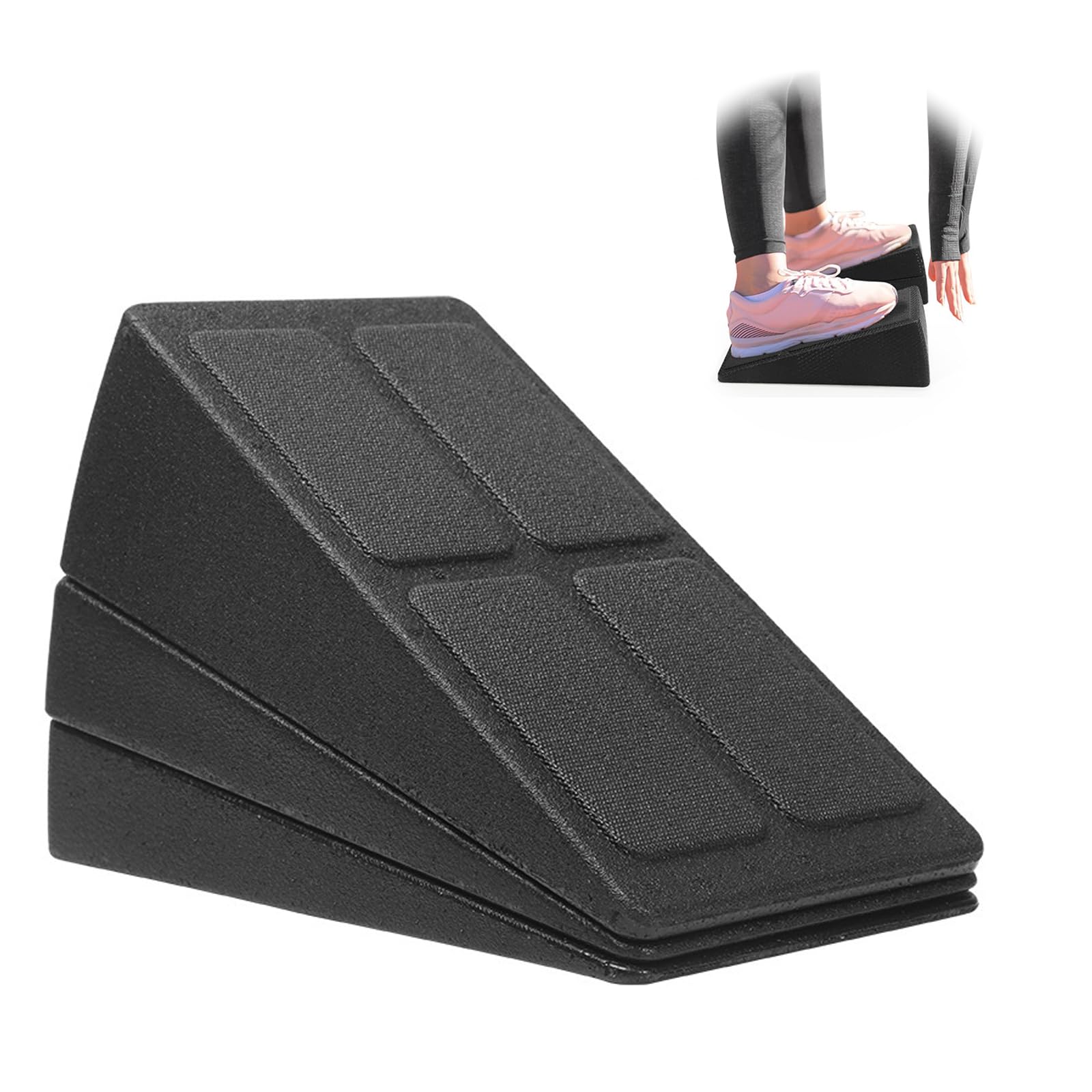 3 Pcs Slant Board Set including 5 Adjustable Angles, 480lbs Weight Capacity Calf Stretcher & Squat Wedge for Exercise Yoga